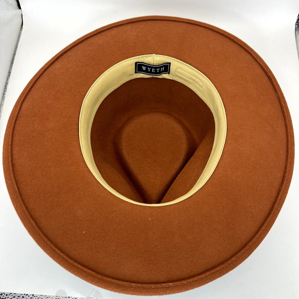 Wyeth 100% Wool Rust Orange London Panama Hat Leather Band Western - Picture 5 of 7